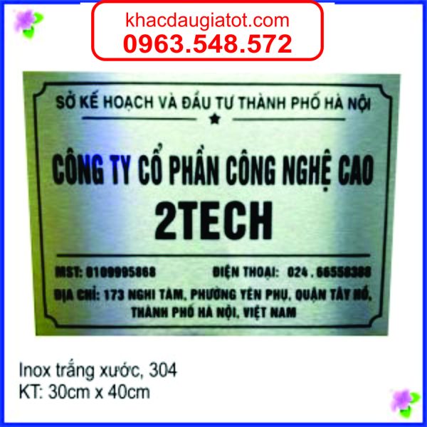 Bảng inox 30cm x 40cm